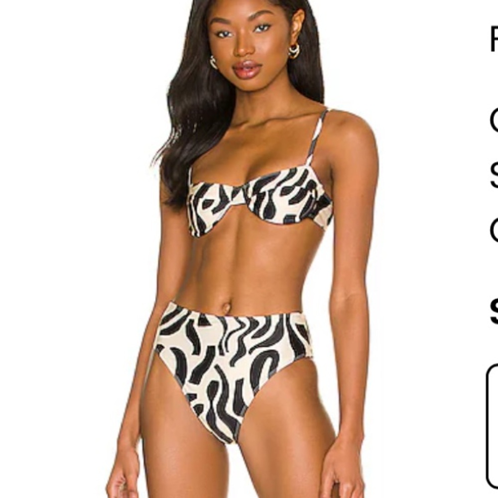 Faithfull the Brand Farrah Bikini La Cateau Print - Tan and Black
